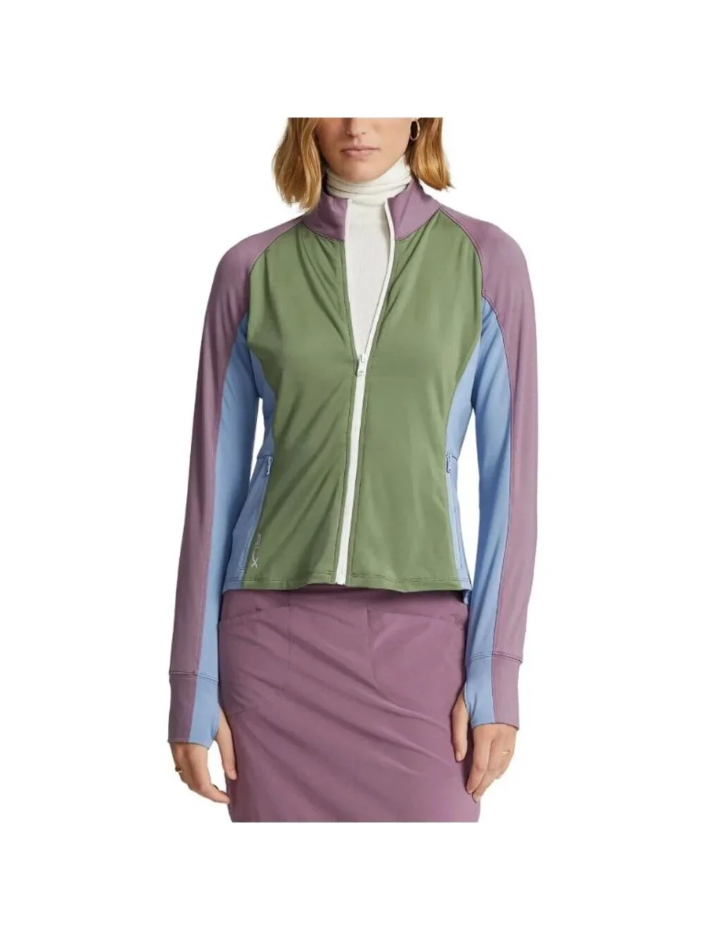 RLX Golf Ralph Lauren Women's XXS Color-Blocked Jersey Full-Zip Jacket NWT $168